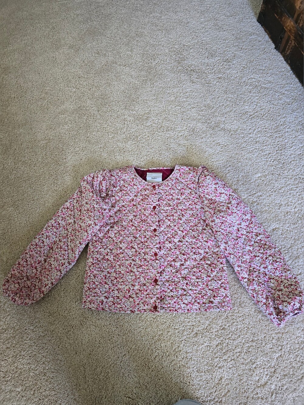 ICHI size 38 Medium Womens Floral Quilted Cropped Cotton Jacket